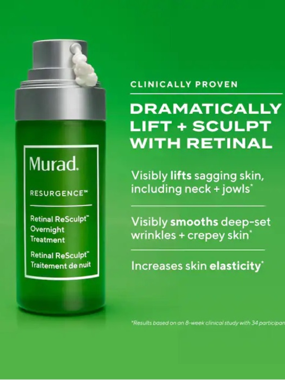 NEW Murad Retinal ReSculpt Advanced Anti-Aging Overnight Serum for Lifting